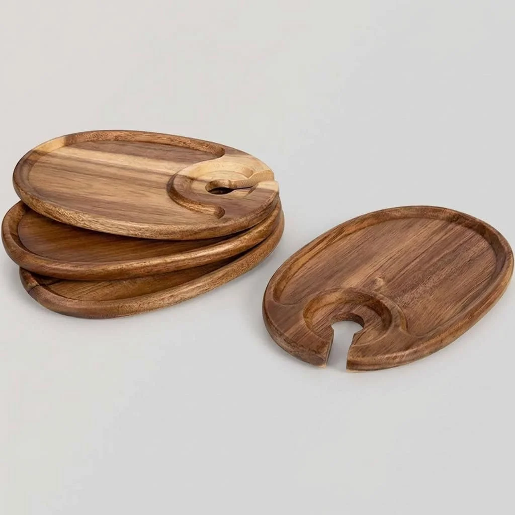 Custom Acacia Wood Stemware Serving Tray 3