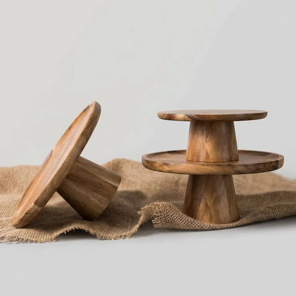 Wooden Serving Stand for Kitchen and Dining — Cake and Fruit Display Tray 3