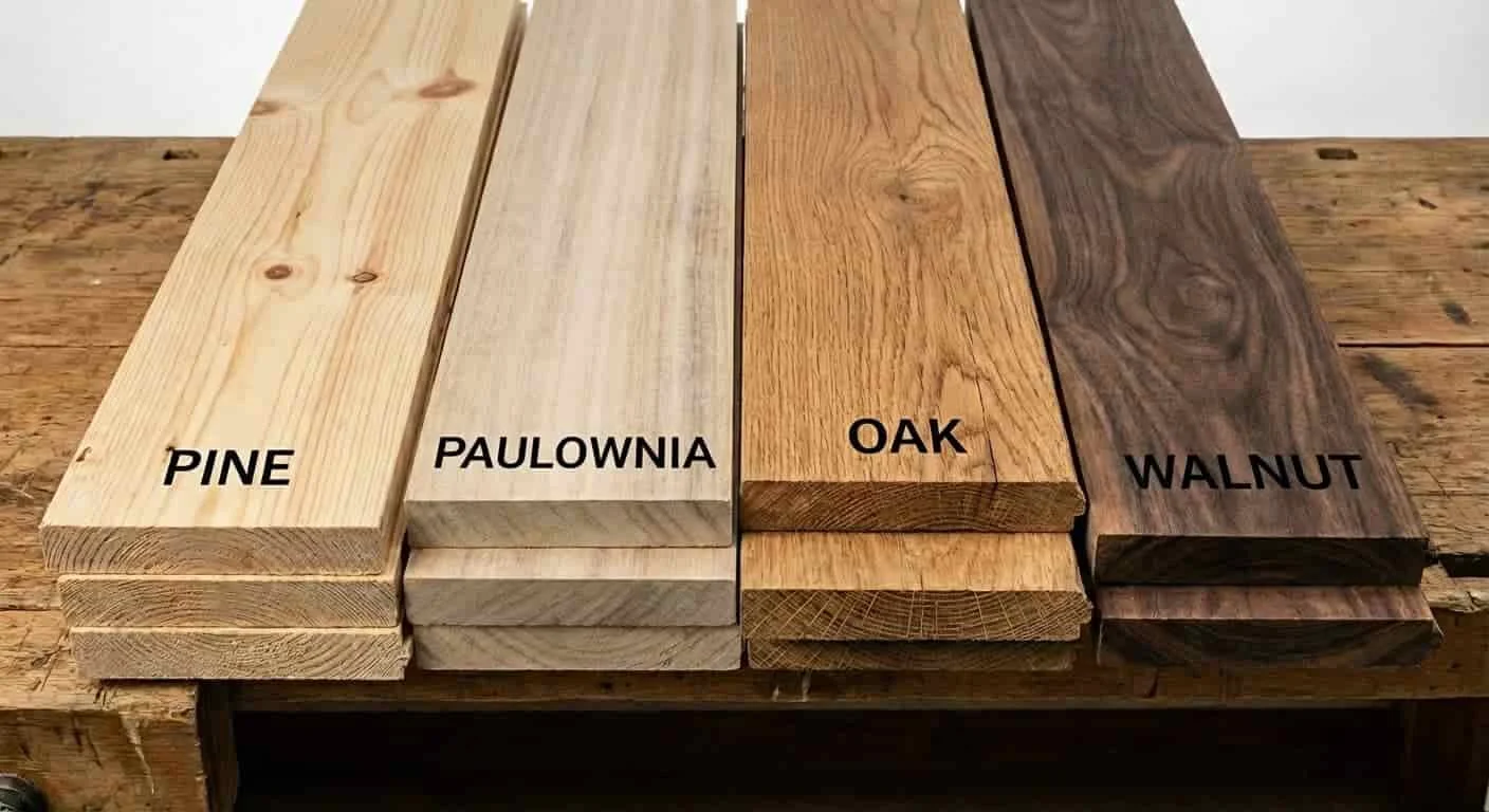 Various wood species used for custom wooden wine boxes