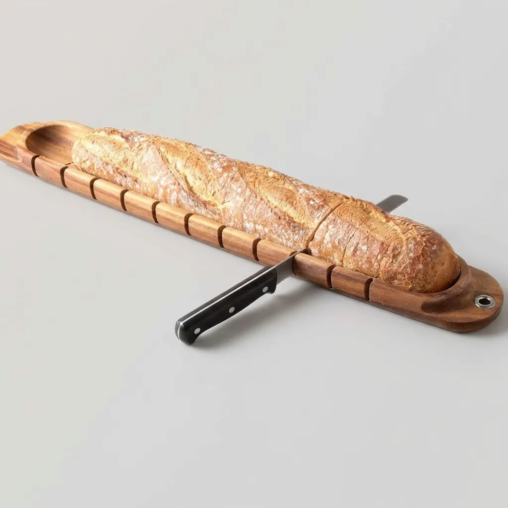 Wooden Baguette Slicing Board & Bread Serving Tray for Commercial Use 2