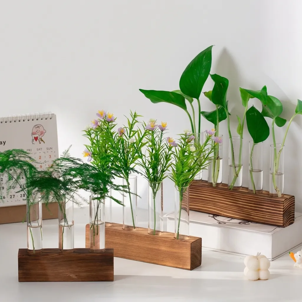 Wooden Test Tube Propagation Station | Custom Desktop Plant Vase Rack