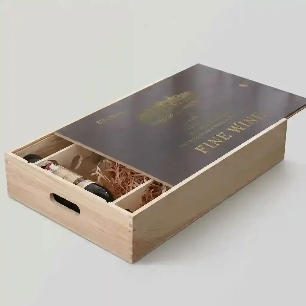 Wholesale 6 Bottle Wooden Wine Packaging Box Vintage Style Wood Wine Gift Box