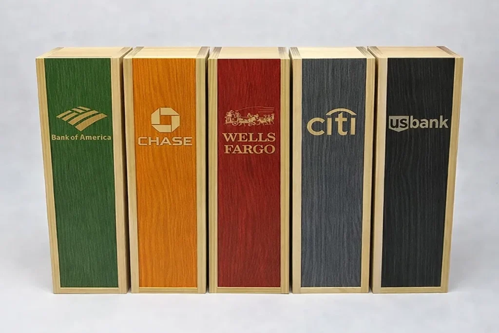 Custom wooden wine box with logo and color finish