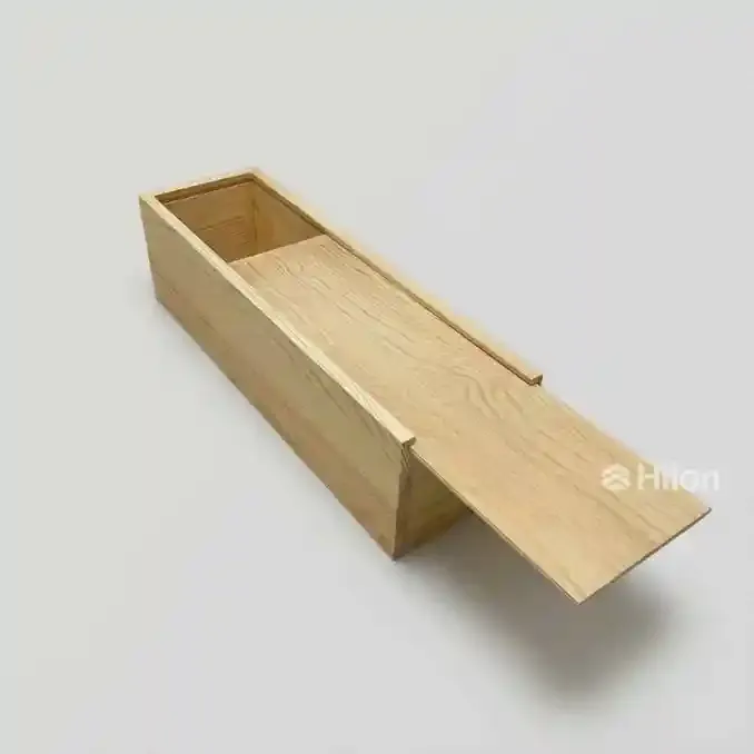 Single bottle wooden wine box with sliding lid