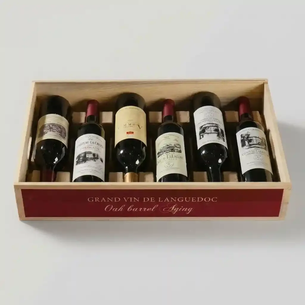 Custom Six-Bottle Pine Wood Wine Gift Box