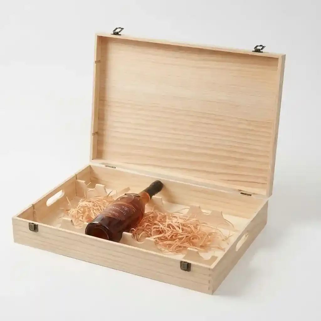 Wholesale Custom Hinged 6 Bottle Wooden Wine Box with Metal Latches 2