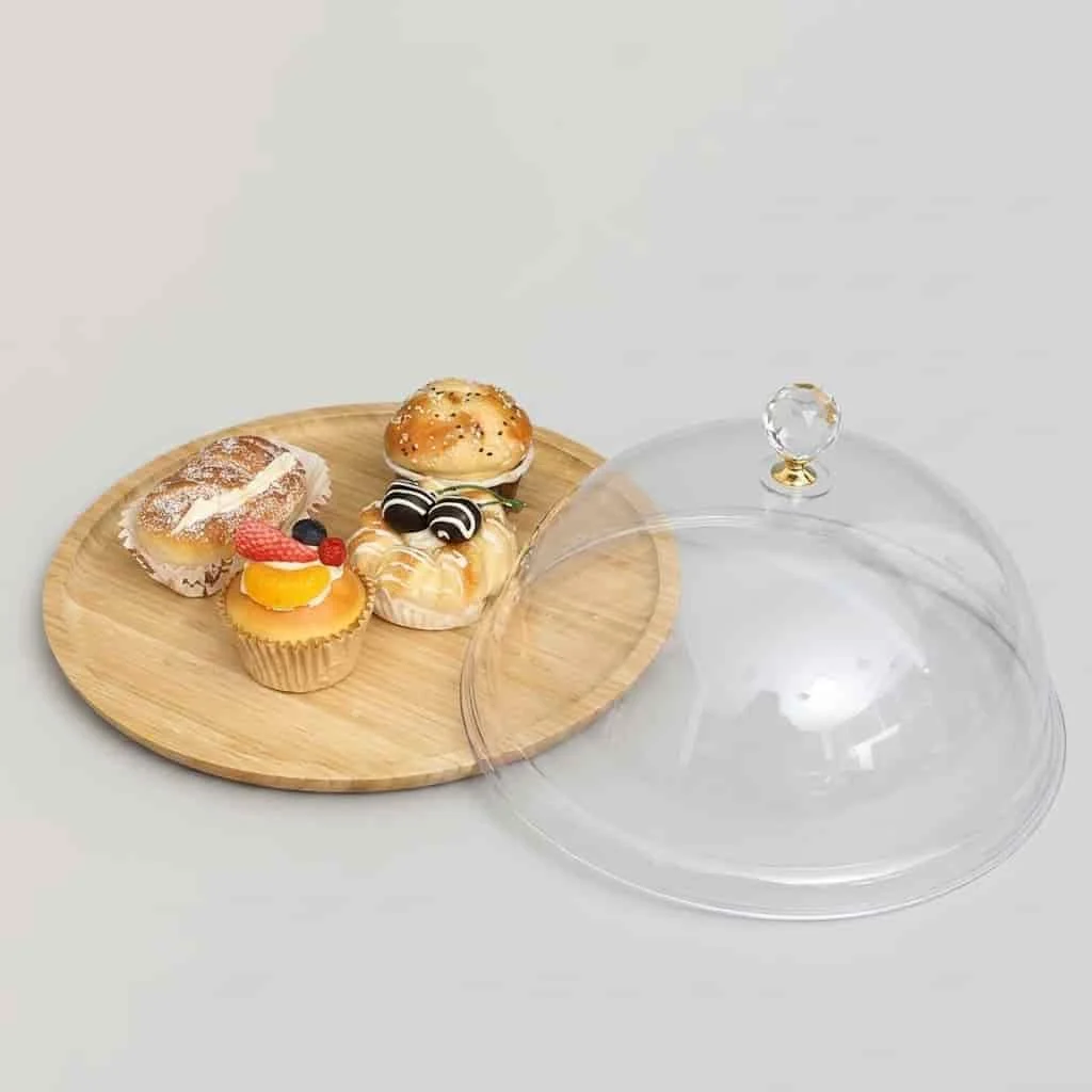 Wooden Cake Display Tray with Clear Acrylic Cover for Bakeries 4