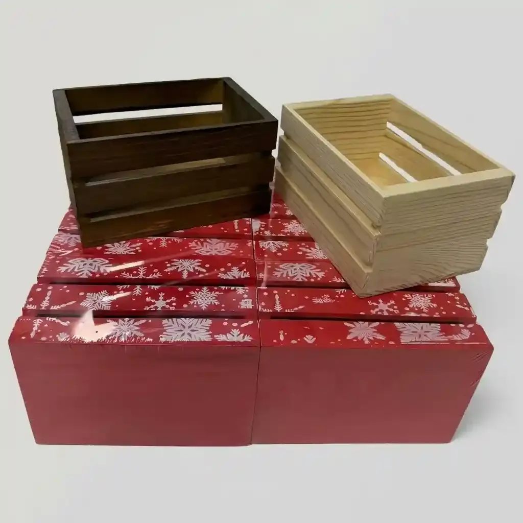 Christmas Printed Wooden Crates for Retail Display 2