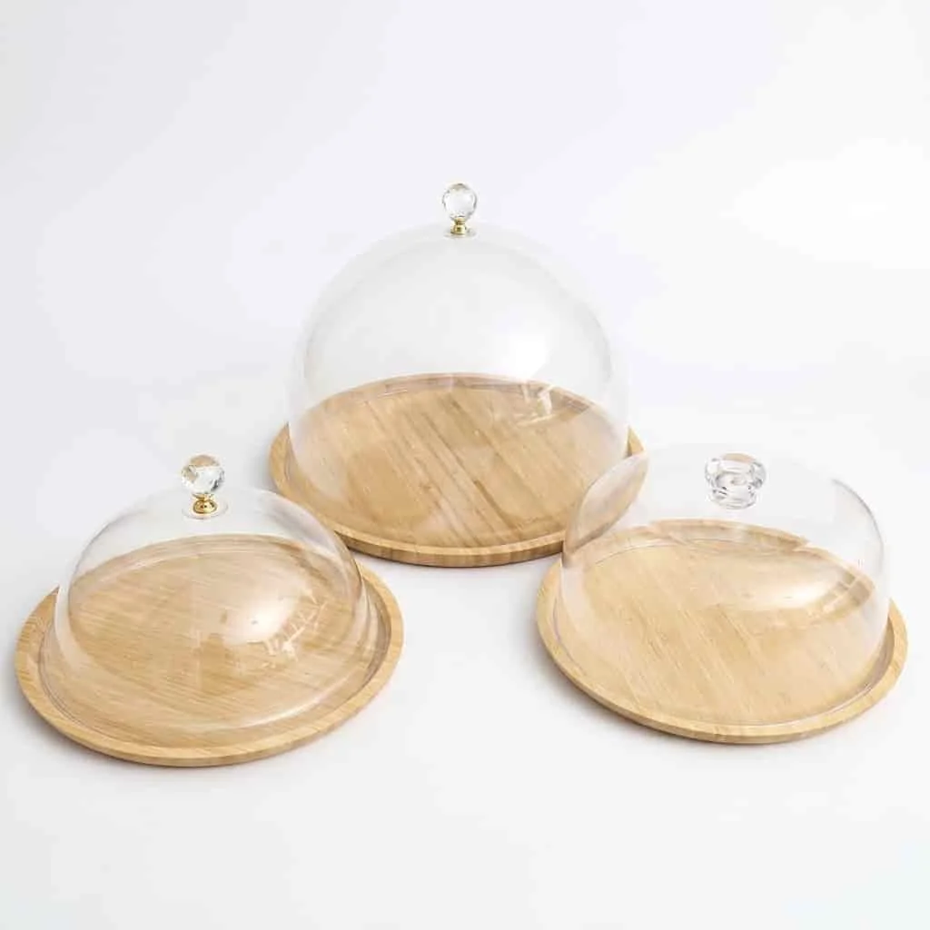 Wooden Cake Display Tray with Clear Acrylic Cover for Bakeries