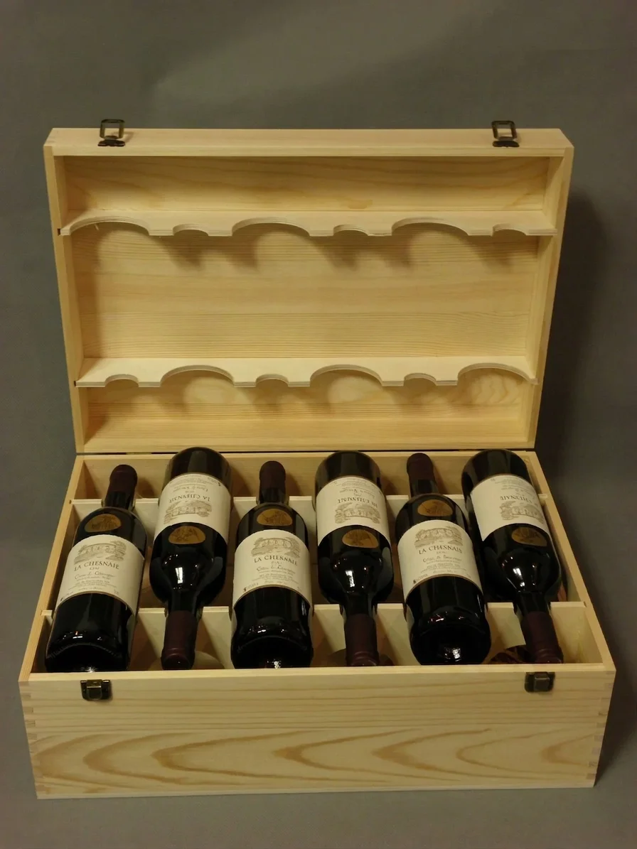 Custom 12 Bottle Pine Wood Wine Crates for Wholesale & Manufacturer