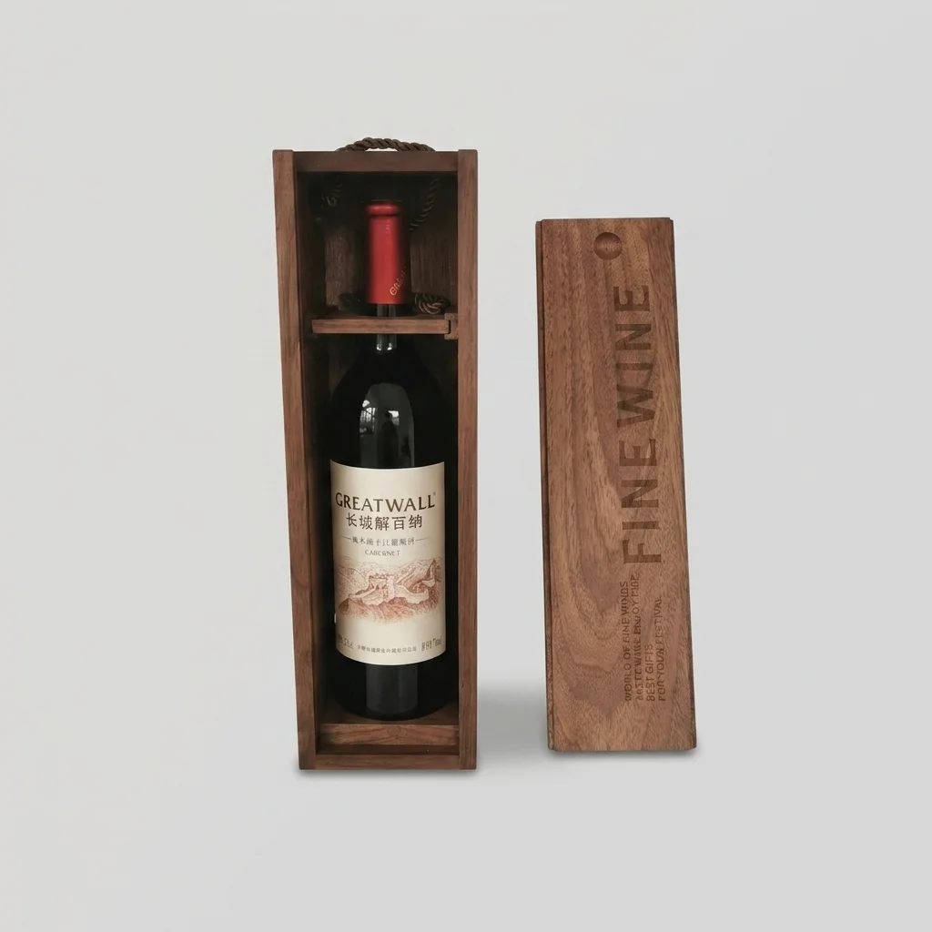Custom Single Bottle Black Walnut Wine Gift Box - Manufacturer & Wholesale Supplier 2