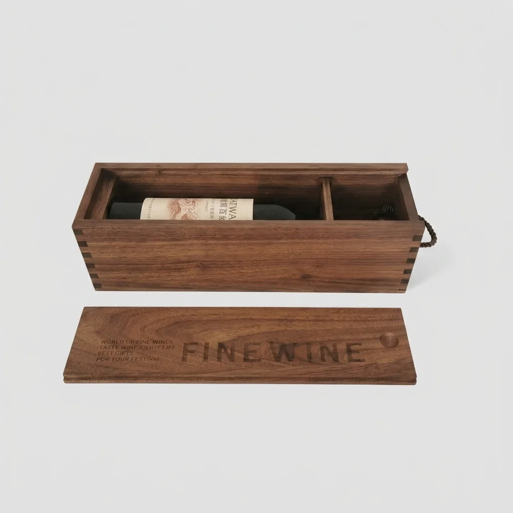 Custom Single Bottle Black Walnut Wine Gift Box - Manufacturer & Wholesale Supplier 3