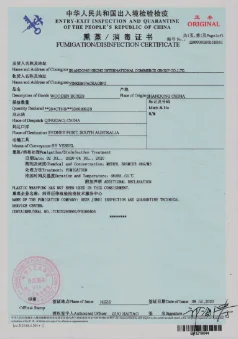 Hilon Wood fumigation certificate for wooden products export