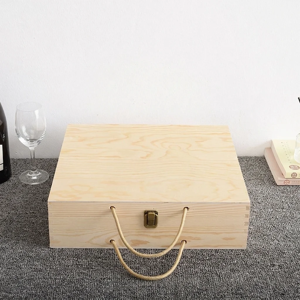 Custom 4 Bottle Vintage Wooden Wine Crate, Natural Pine Construction - Manufacturer & Wholesale Supplier 4