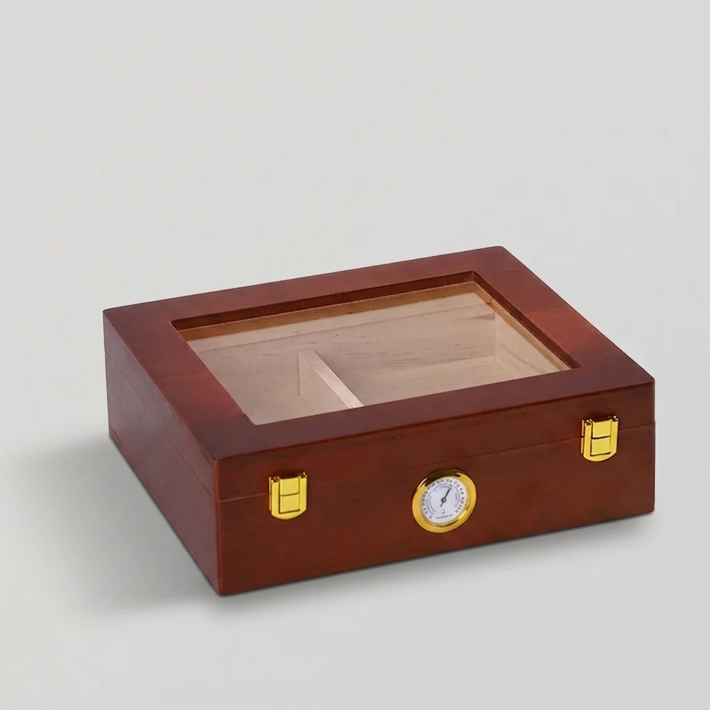 Glass Lid Solid Wood Cigar Humidor with Hygrometer, Available in Multiple Finishes - Manufacturer & Wholesale Supplier 4