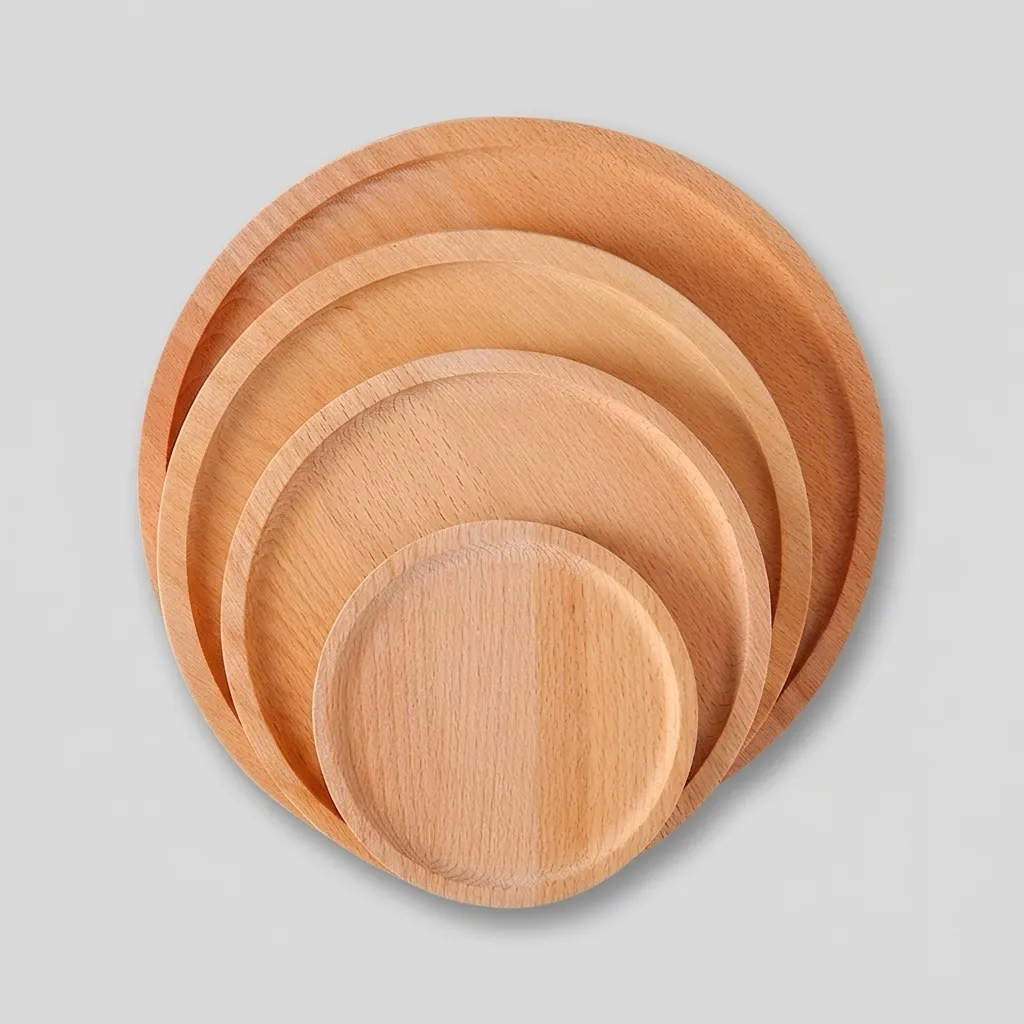 Round Beech Wood Serving Trays for Bread and Dessert 4